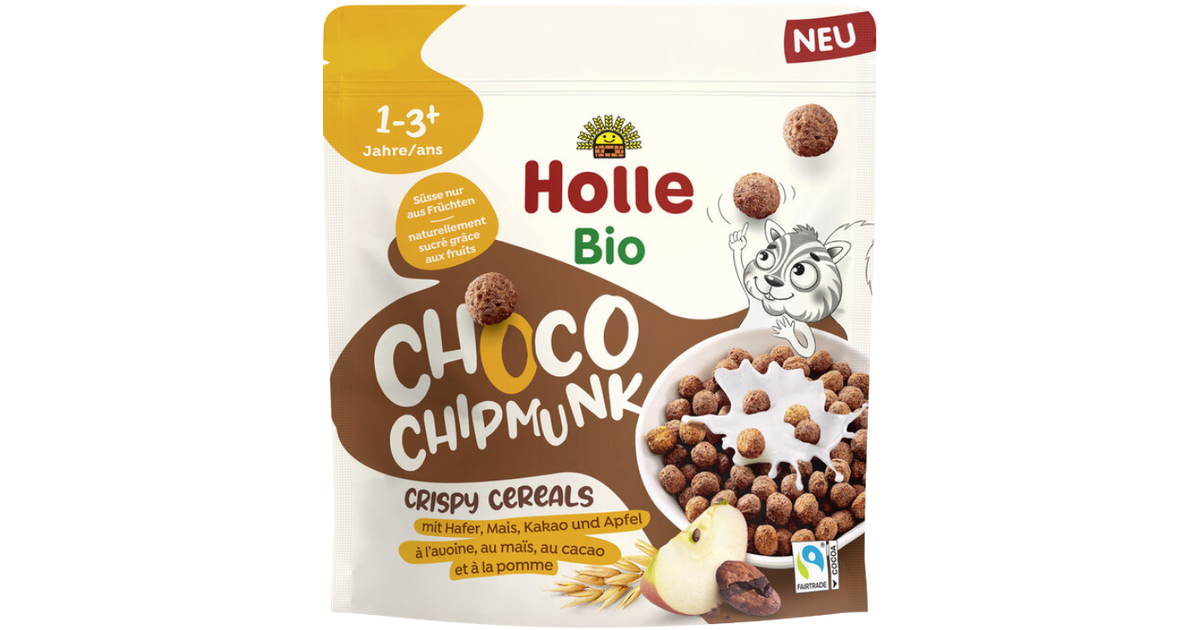 Traškūs sausi pusryčiai su kakava CHOCO CHIPMUNK, ekologiški