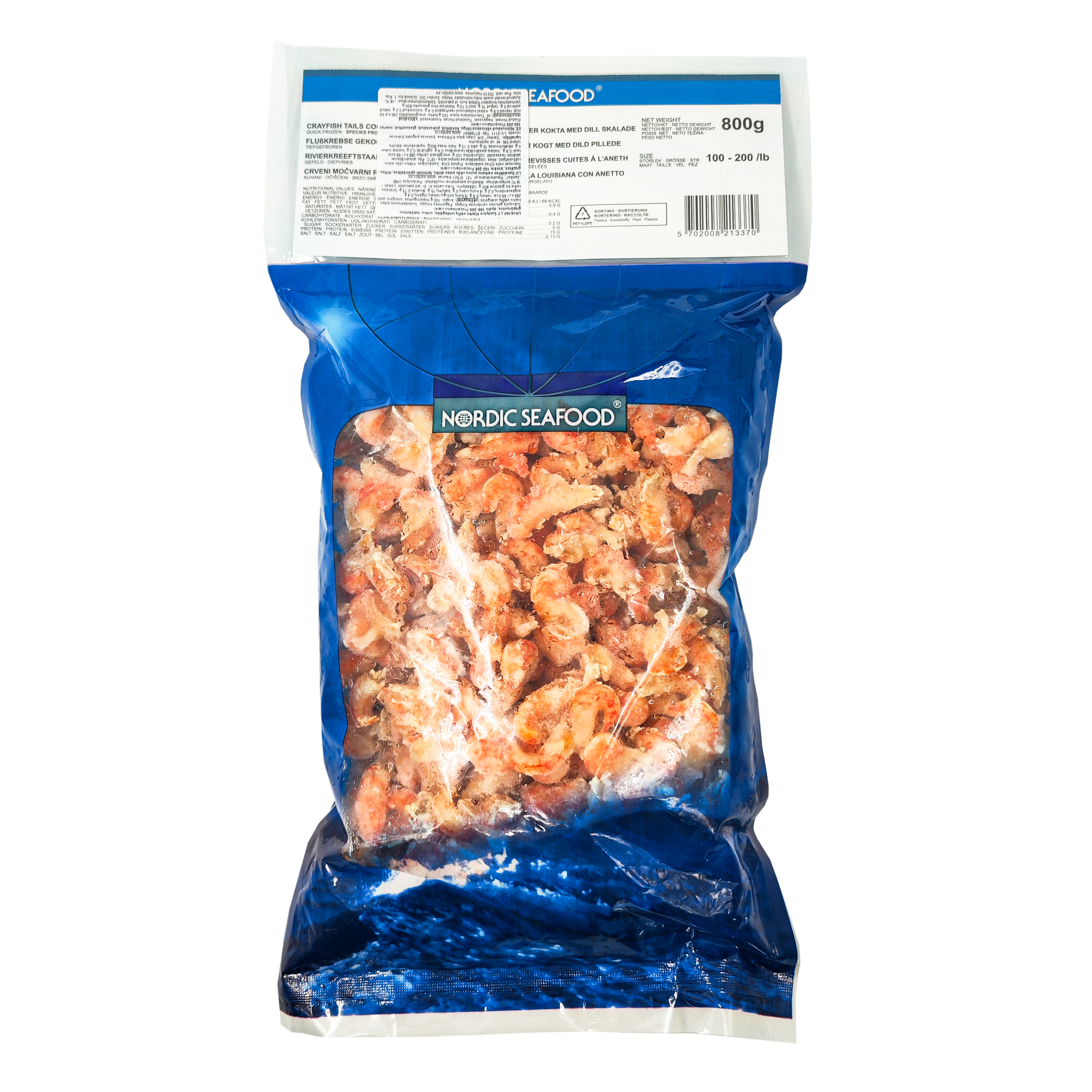 Frozen crayfish tailmeat, 100/200, 20% 1 kg