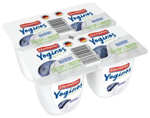 Yogurt YOGINOS with blueberry, 0,1%, 4x100 g