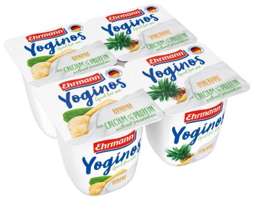 Yogurt YOGINOS with bananas and pineapples, 0,1% 4x100 g