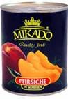 Peach halves MIKADO, pealed, 825g / 485 g