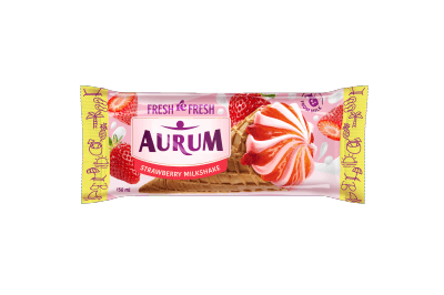 Braškių skonio ledai su tropinių vaisių įdaru AURUM 150ml