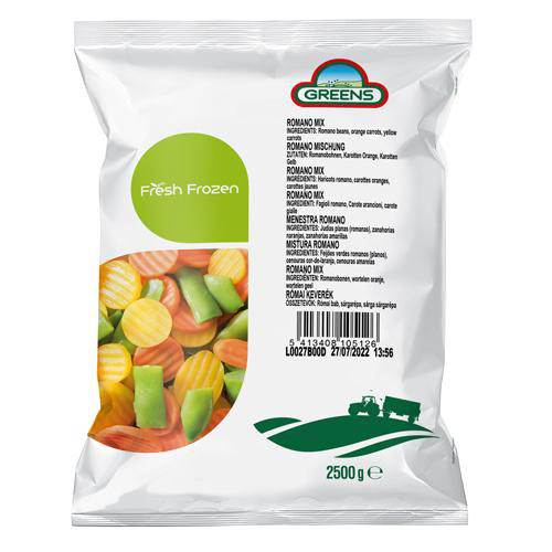 Frozen IQF vegetables mix Romano,  GREENS, 2,5 kg