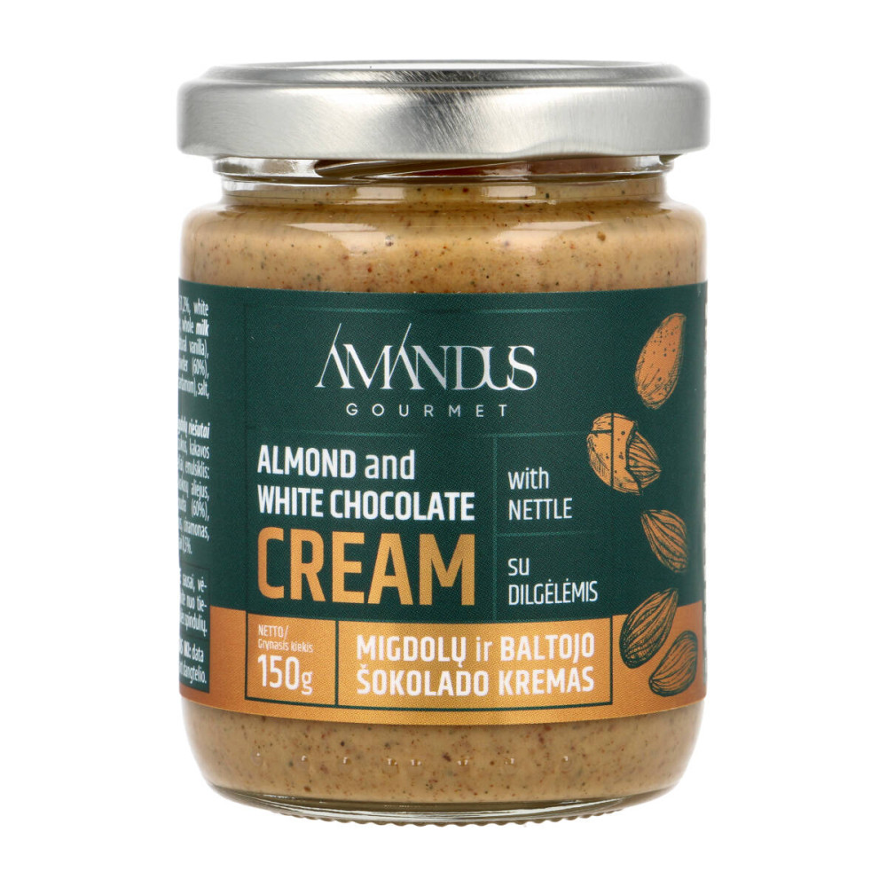 Migdolų riešutų ir baltojo šokolado kremas AMANDUS