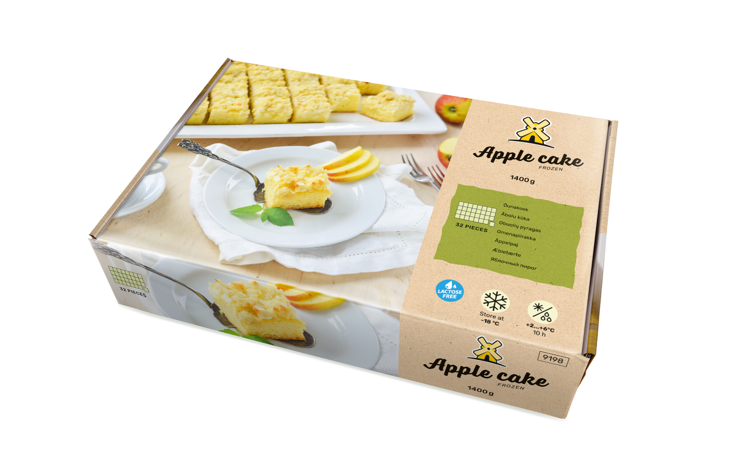 Šaldytas naminis obuolių pyragas,(32vnt x 43g) 1,4 kg
