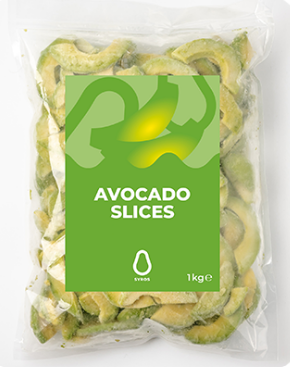 Frozen IQF avocado slices, 1 kg