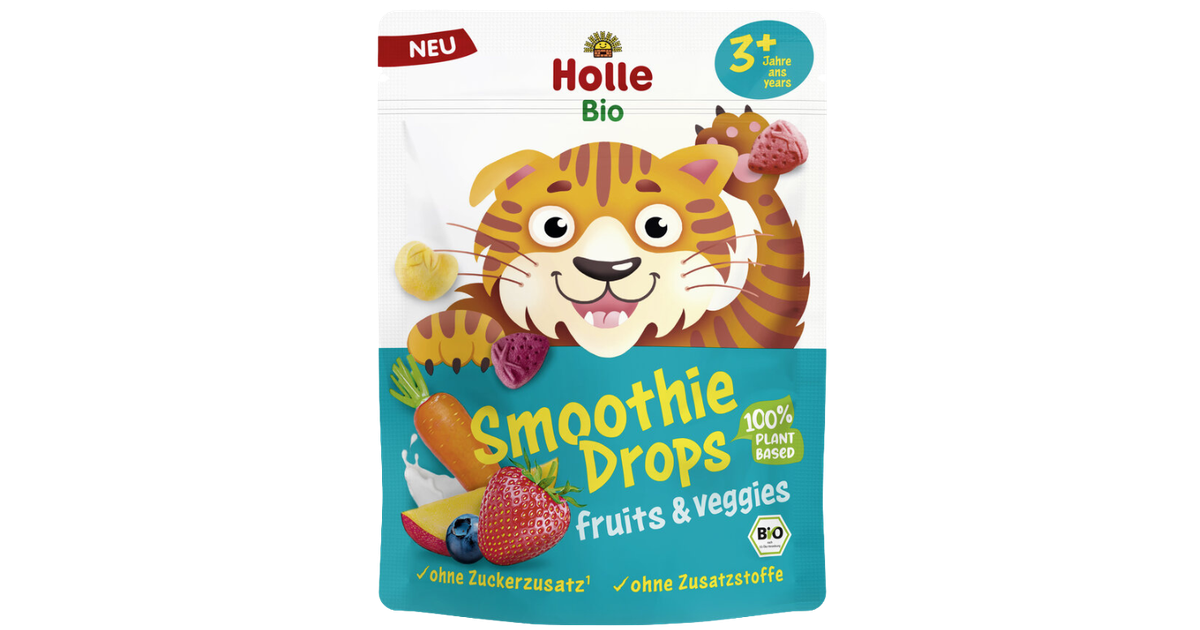 Organic freeze-dried fruit and vegetable puree droplets