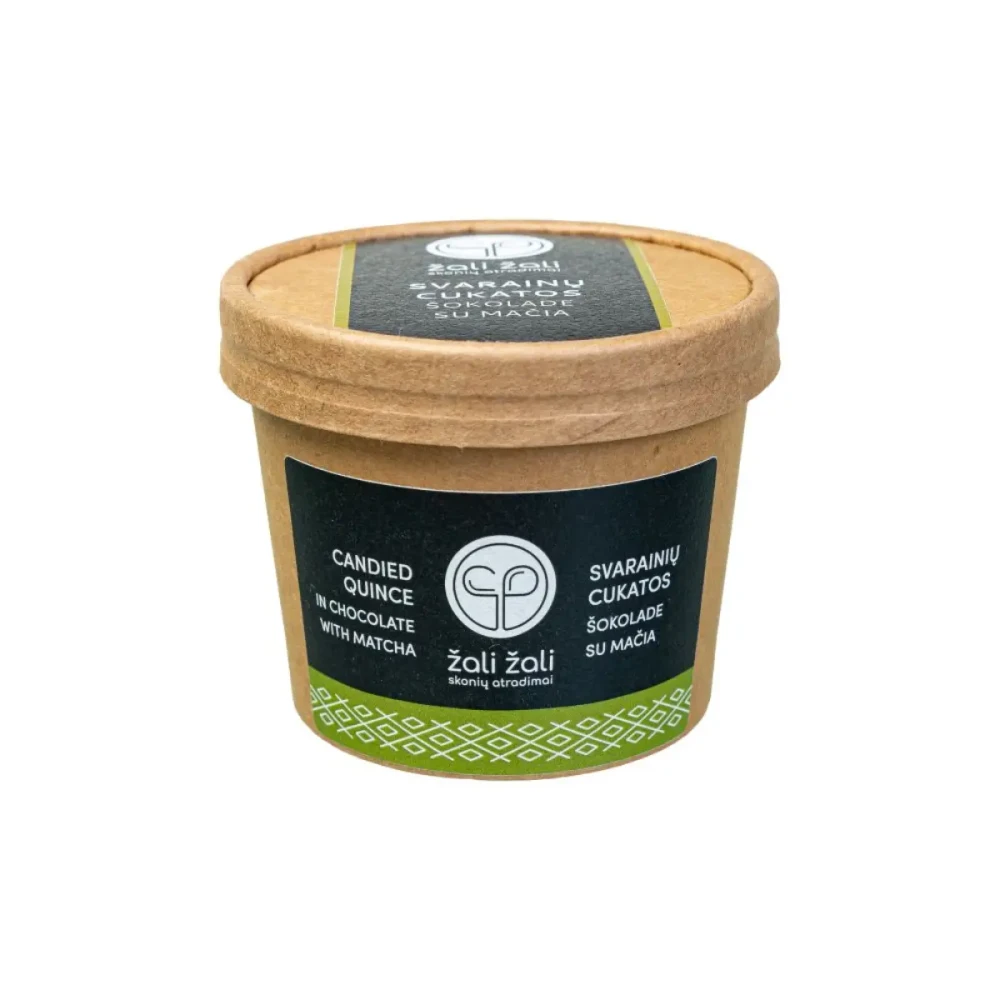 Svarainių cukatos su matcha, baltajame šokolade