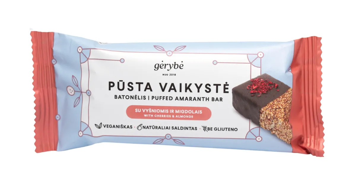 PUFFED CHILDHOOD Bar with Cherries and Almonds