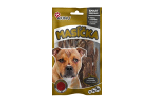 Ėdalo papildas šunims jautienos juostelės AKINU 75g