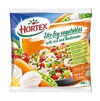 Šaldytų daržovių mišinys kepimui su ryžiais ir pievagrybiais HORTEX, 400 g