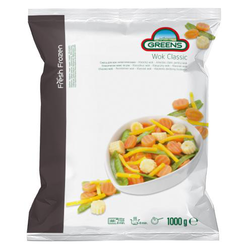 Frozen IQF vegetables mix GREENS, WOK Classic,1 kg