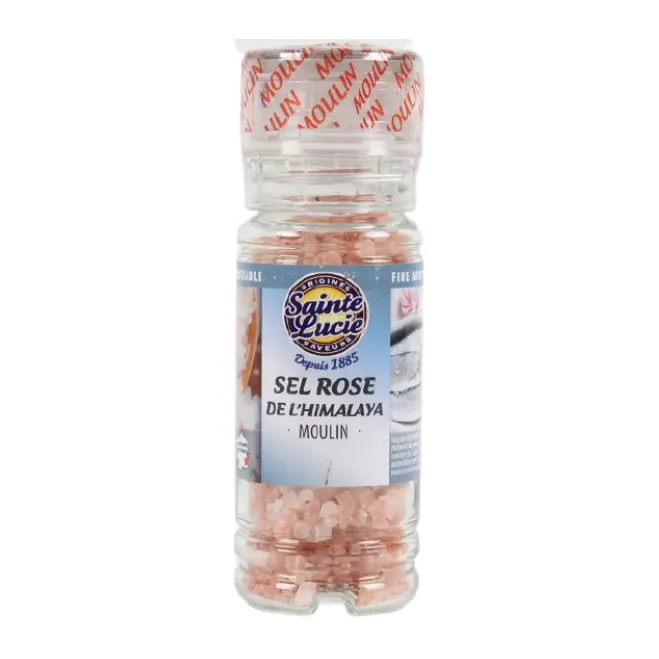 Himalayan pink salt, in a grinder