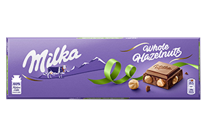 Pieninis šokoladas MILKA WHOLE NUTS su sveikais riešutais, 250 g