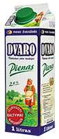 DVARO pienas, 2,5 %, 1 l tetra-rex