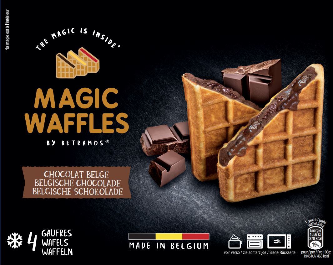 Frozen belgian waffels "Magic Waffles" with chocolate filling, 4 x 80 g