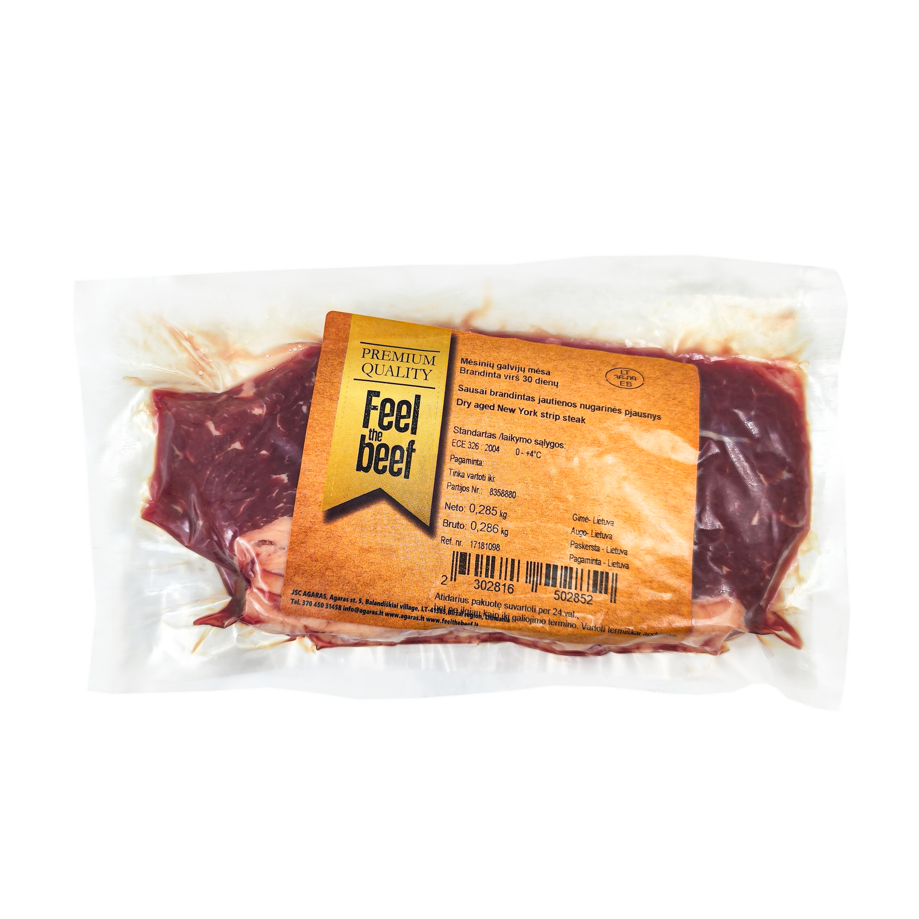 Dry matured beef steak New York strip, ~300g