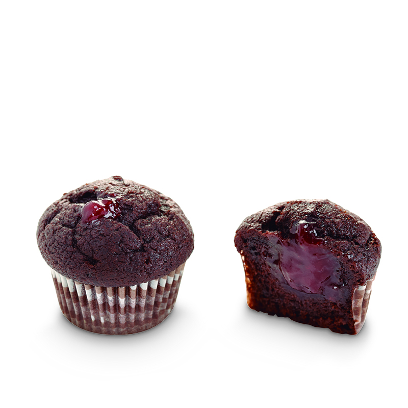 Muffins LES TULIPES Mini, chocolate, strawberry jam, frozen, 28 g