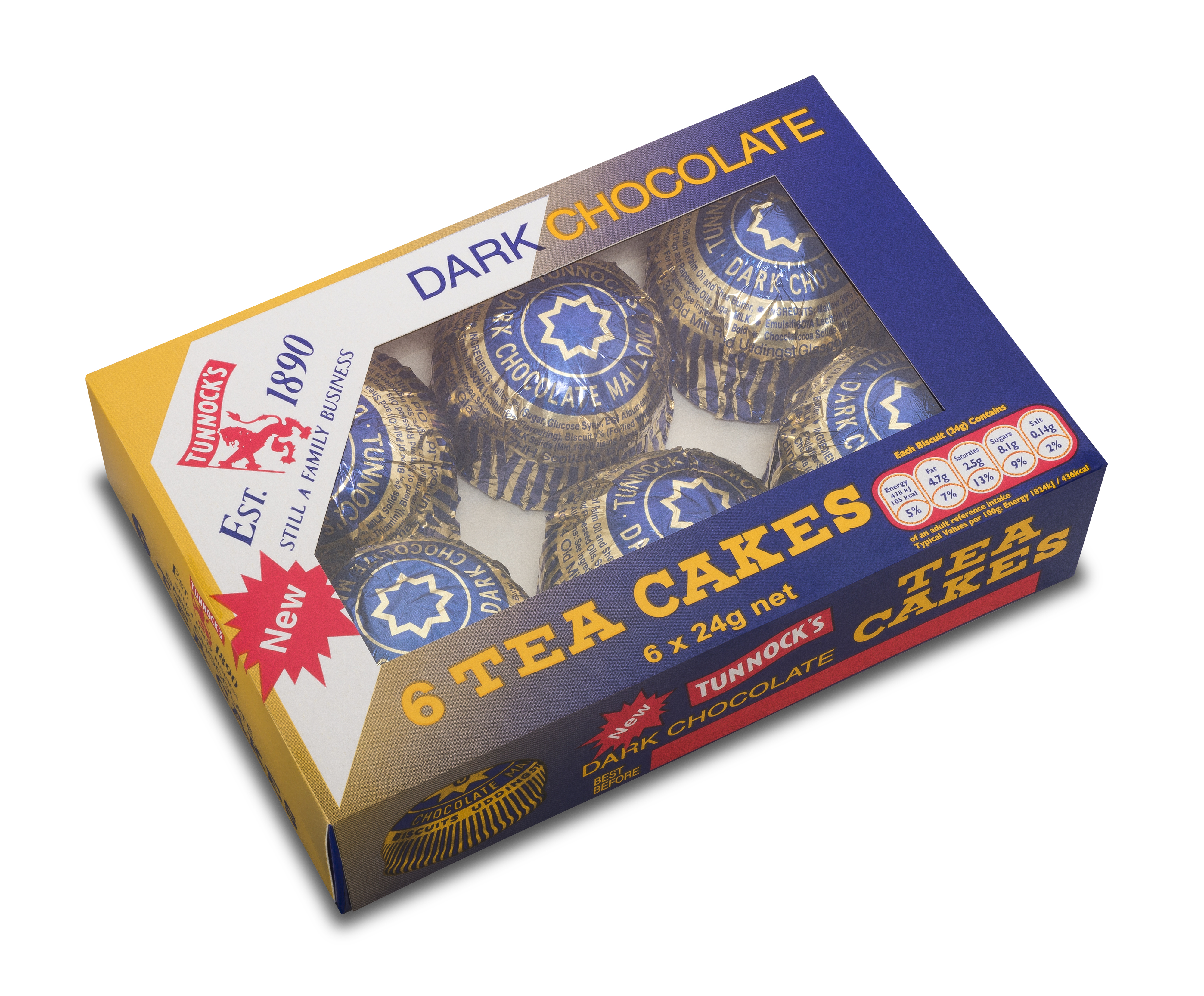 Zefyrai TUNNOCK'S, TEACAKES, su juodu šokoladu, 144 g