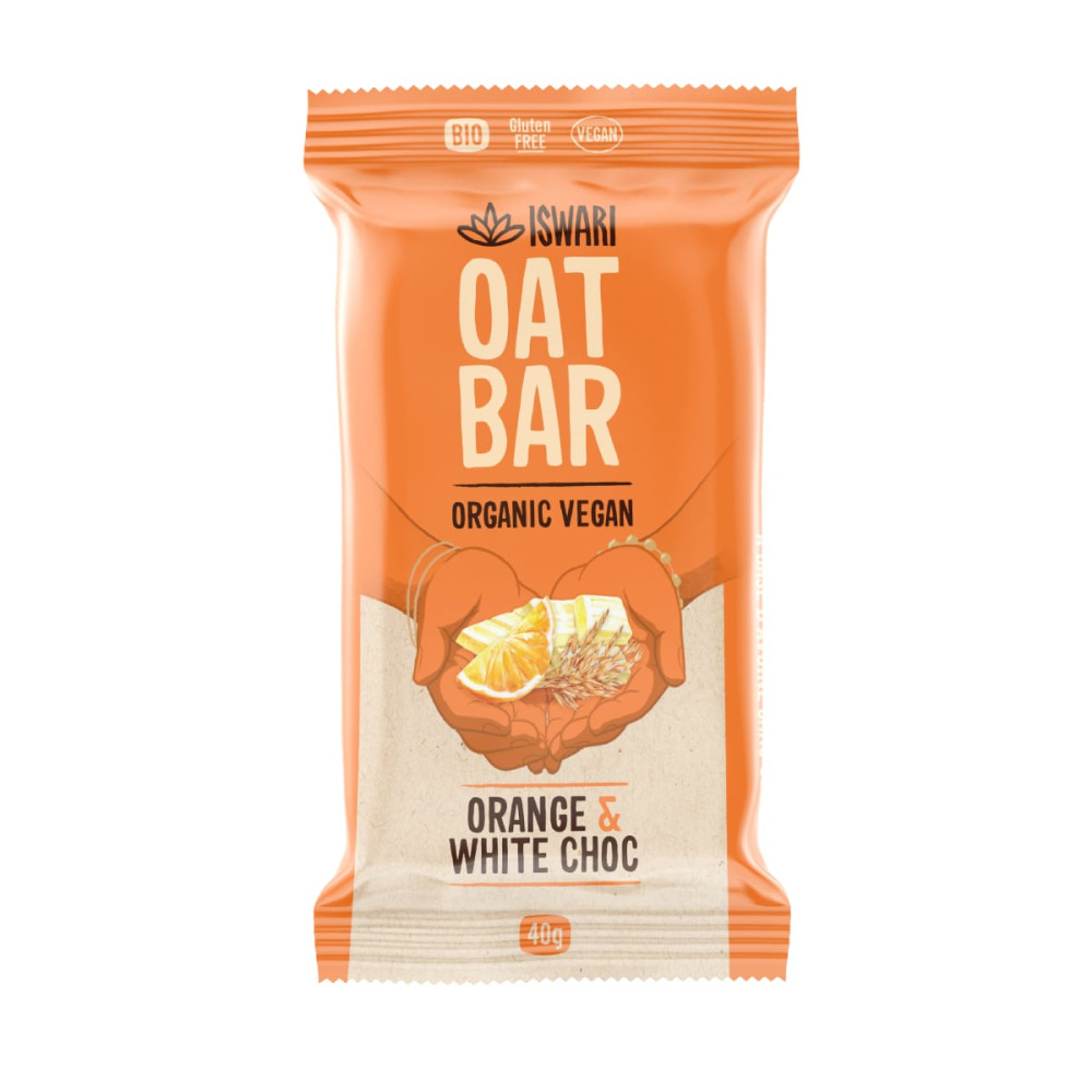 Avižinis batonėlis ORANGE & WHITE CHOC, ekologiškas