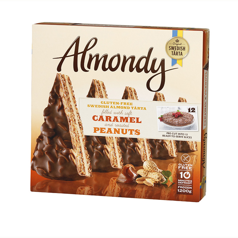 Šaldytas karamelinis pyragas ALMONDY, su žemės riešutais (12x100g), 1,2 kg