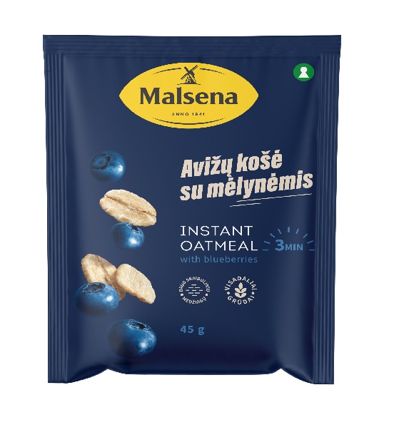 Instant oatmeal MALSENA, with blueberry pieces, 45 g