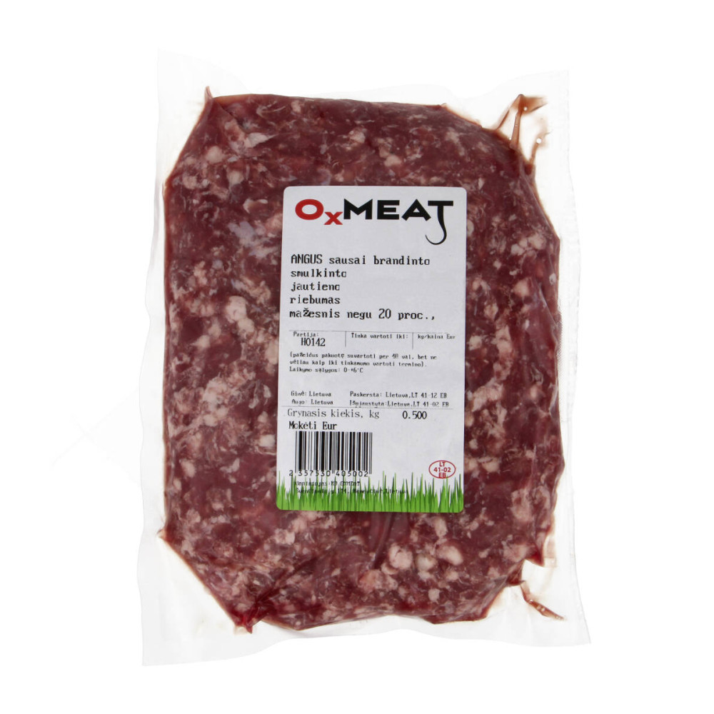 Shredded Angus beef, vacuum-sealed