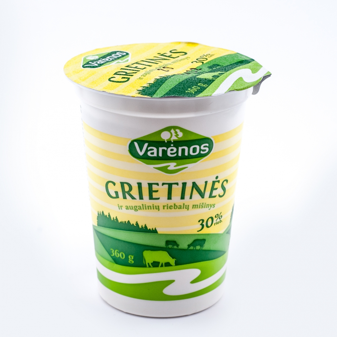Sour cream and vegetable fat blend VARENOS, 30%, 360 g