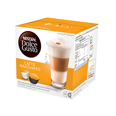 Coffee capsules DOLCE GUSTO LATTE MACCHIATO, 16 capsules.