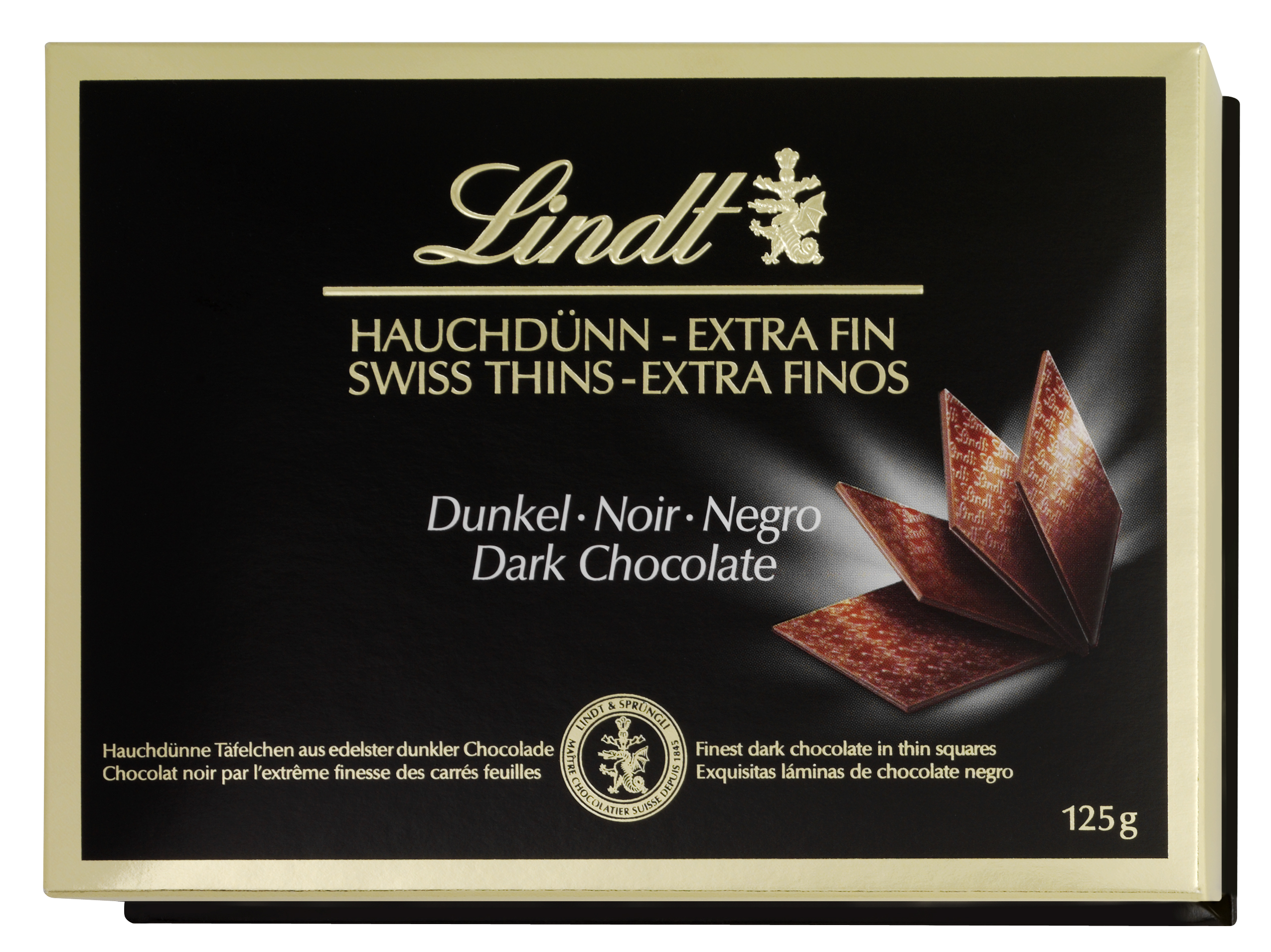 LINDT THINS dark chocolate, 125g