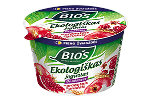 EKO BIOS jogurtas be laktozės su granatais ir grūdais, 3,2%, 200g
