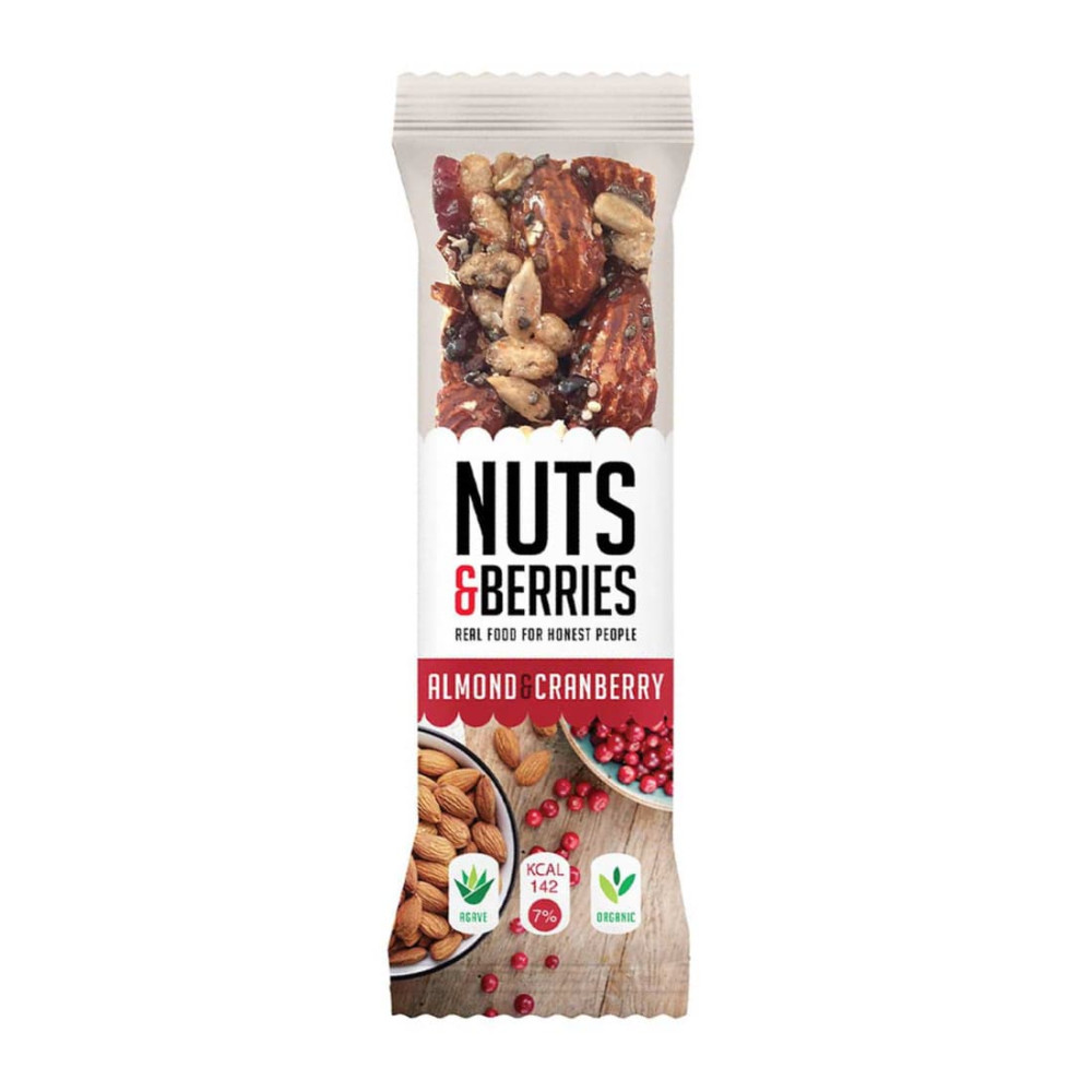 Organic bar with almonds and cranberries