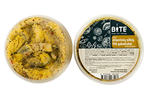 Kepti Atlantinių silkių filė gabaliukai drebučiuose, 220g