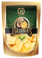 Trupintas kietasis sūris DŽIUGAS (PIQUANT), 40 % rieb. s. m., 100 g
