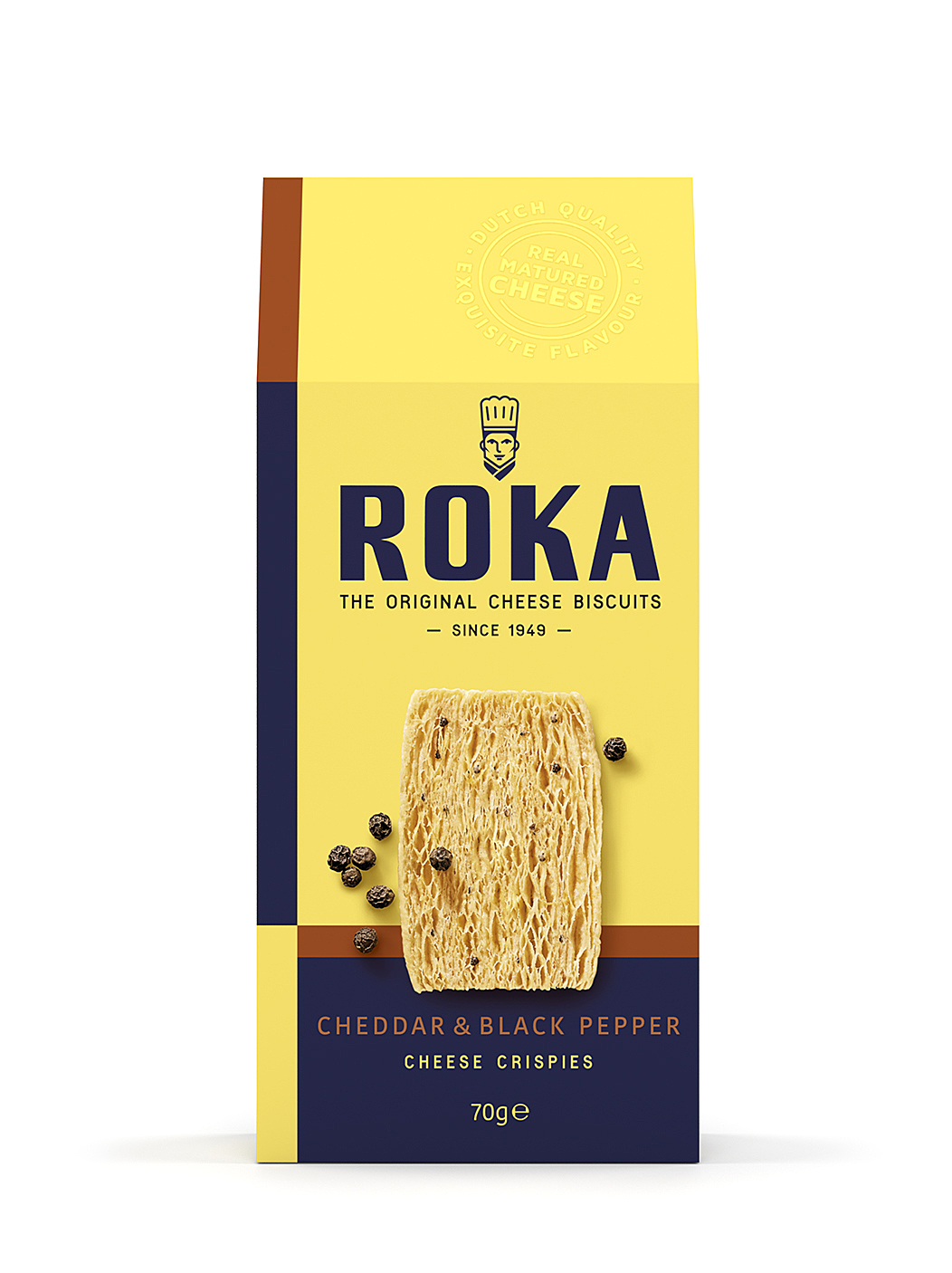 Cheese crisps ROKA Cheddar with cheese and black pepper, 70 g