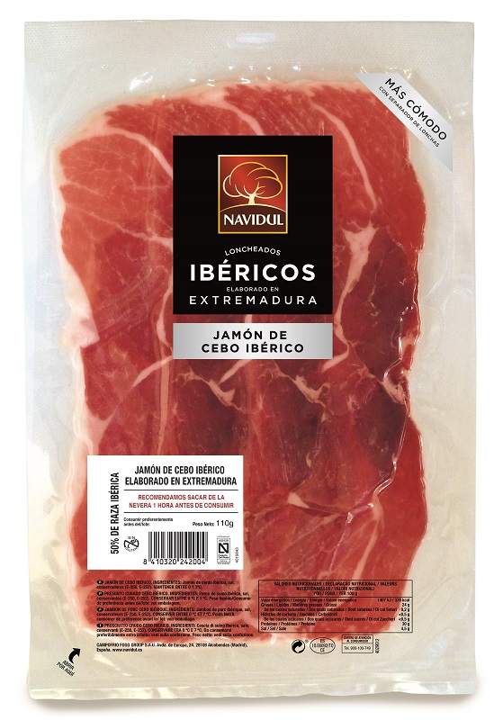 Dried Ham NAVIDUL Jamon Iberico cebo, sliced, 110 g
