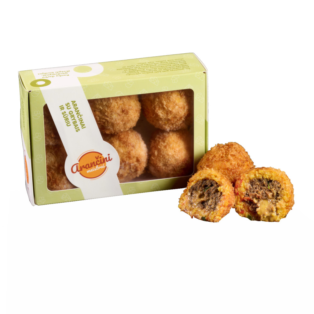 Arančinai su grybais ir sūriu, šaldyti