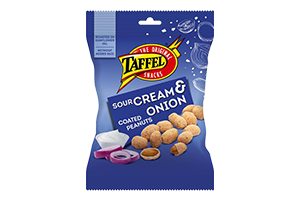 Žemės riešutai grietinės ir svogunų skonio apvalkale TAFFEL ONION, 140g