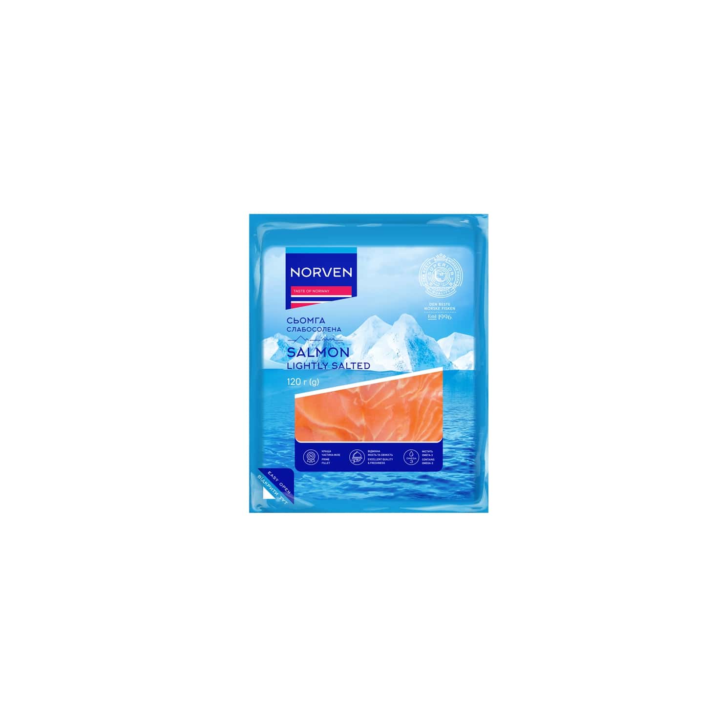 Lightly salted sliced Atlantic salmon fillets NORVEN, 120 g