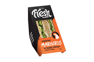 Sumuštinis su kebabo vištiena ir marinuotais agurkais MARGIRIS, 170g