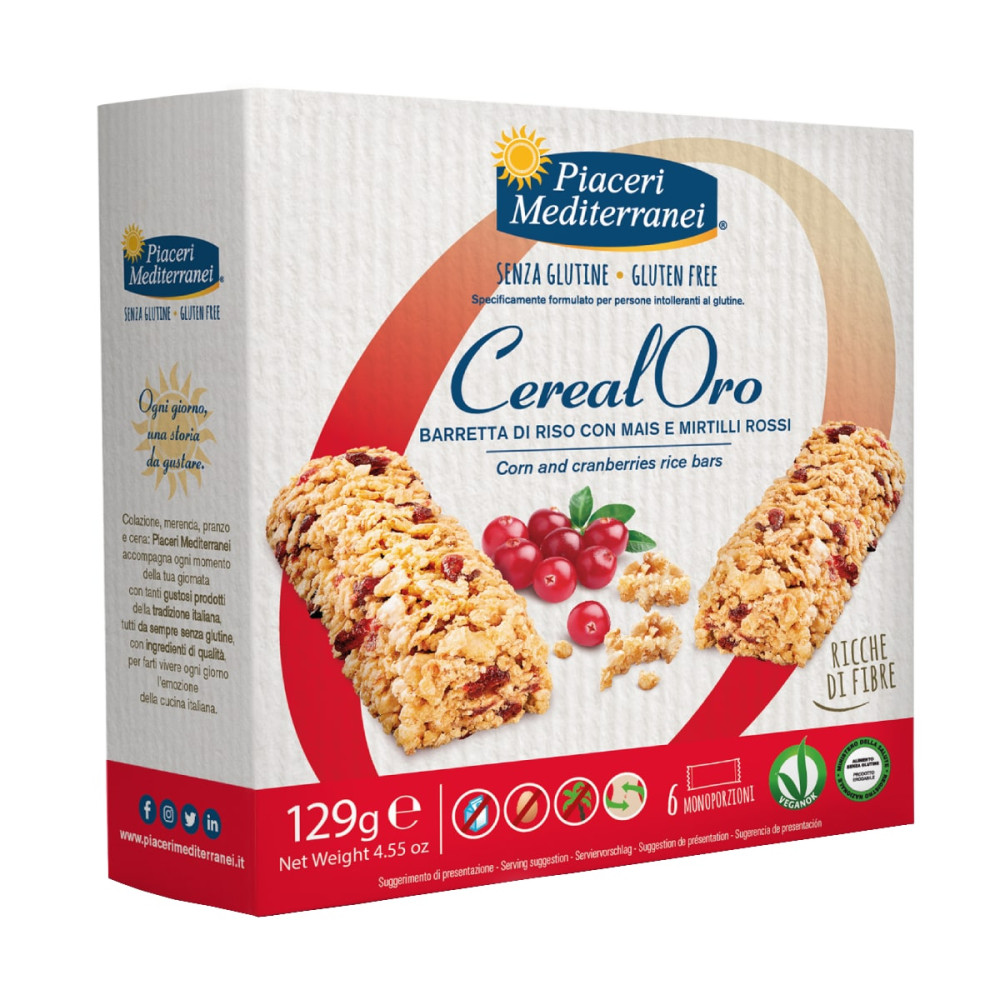 Rice and corn bars with cranberries, gluten-free