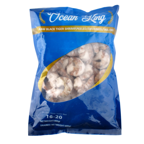 Black tiger shrimps, peeled, deveined, raw,  16/20, 20%, 1kg