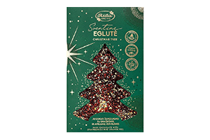 Juodasis šokoladas su braškėmis ir apelsinų žievelėmis ŠVENTINĖ EGLUTĖ 100g