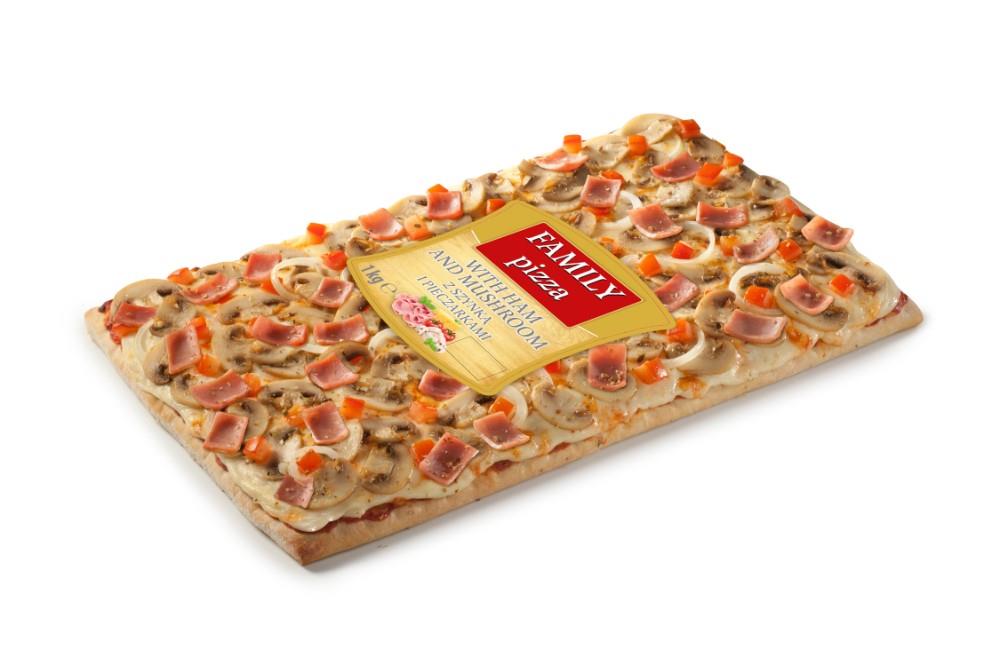 Frozen pizza FAMILY, with pork ham and mushrooms, 1kg