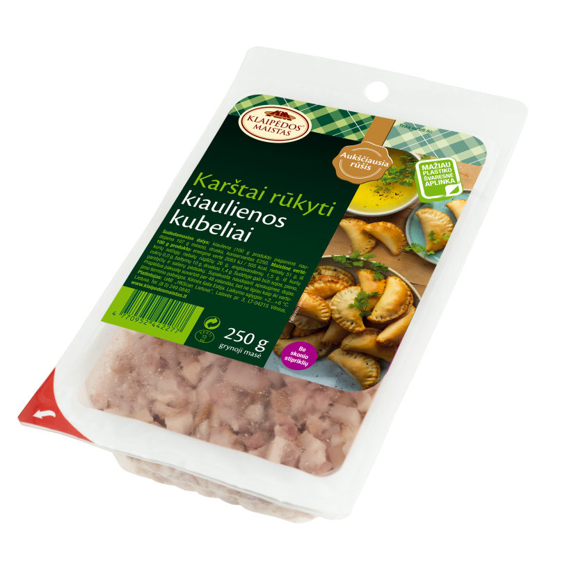 Hot smoked pork cubes, highest species, 250g