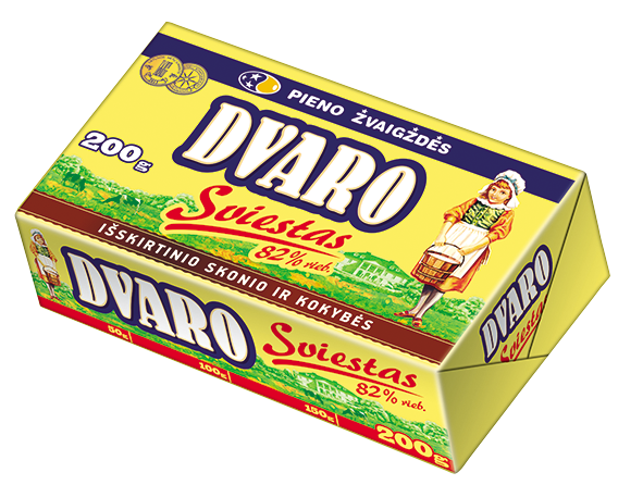 Sweet cream butter DVARO, 82%, 200 g