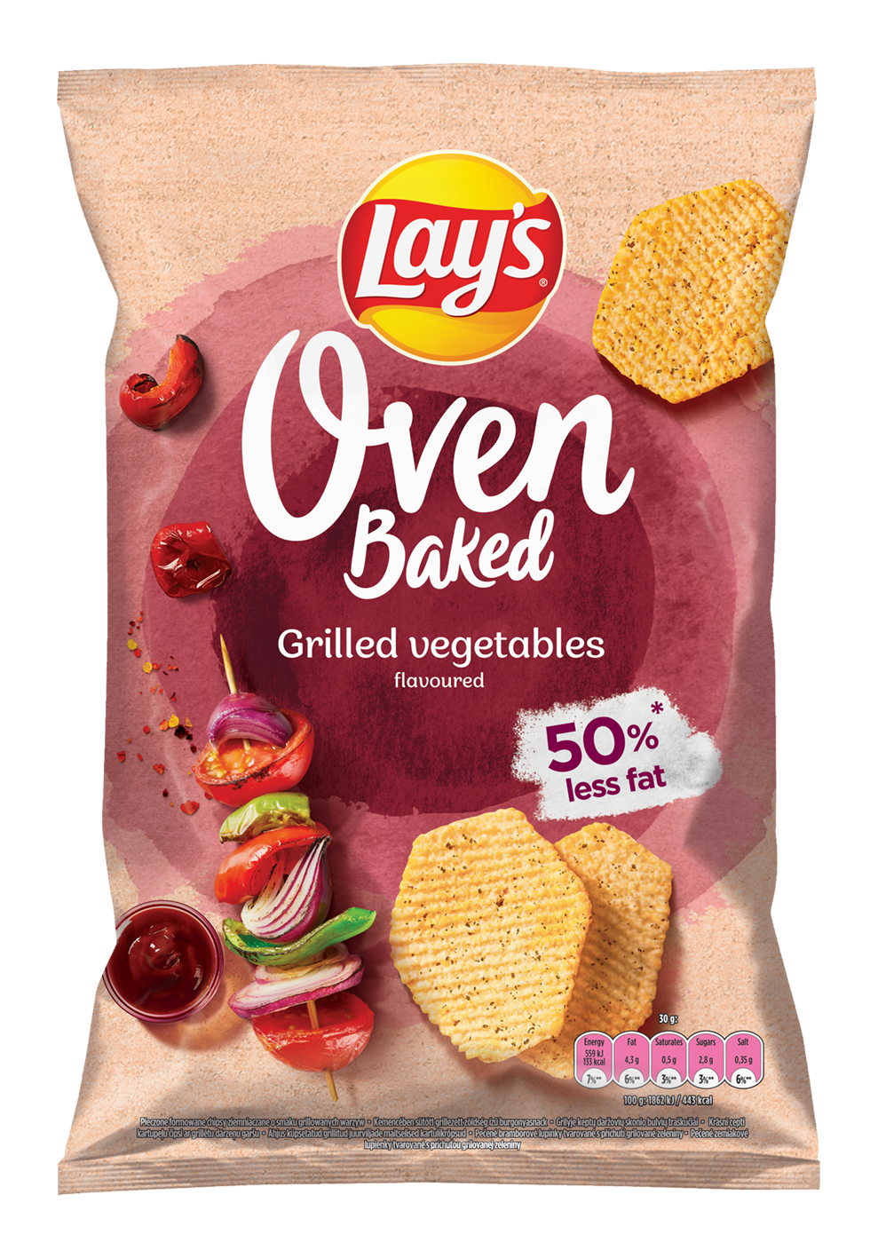 Bulvių traškučiai LAY'S, Oven Baked, grilyje keptų daržovių skonio, 110g