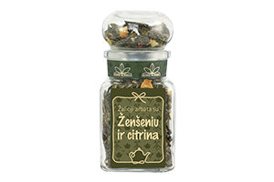 Green tea in a glass with GINSENG AND LEMON 45g