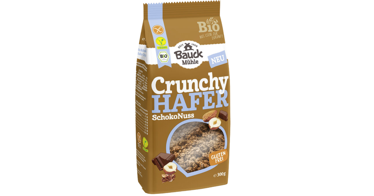 Traškūs kakaviniai avižų dribsniai su riešutais, ekologiški