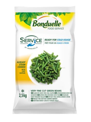Frozen whole green beans BONDUELLE Service,  cut extra small, 2.5kg